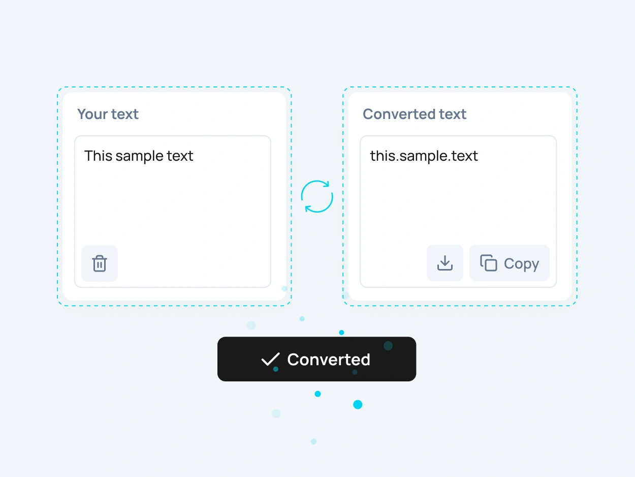 Dot case converter showing text converted to dot.case for namespaces and structured labels
