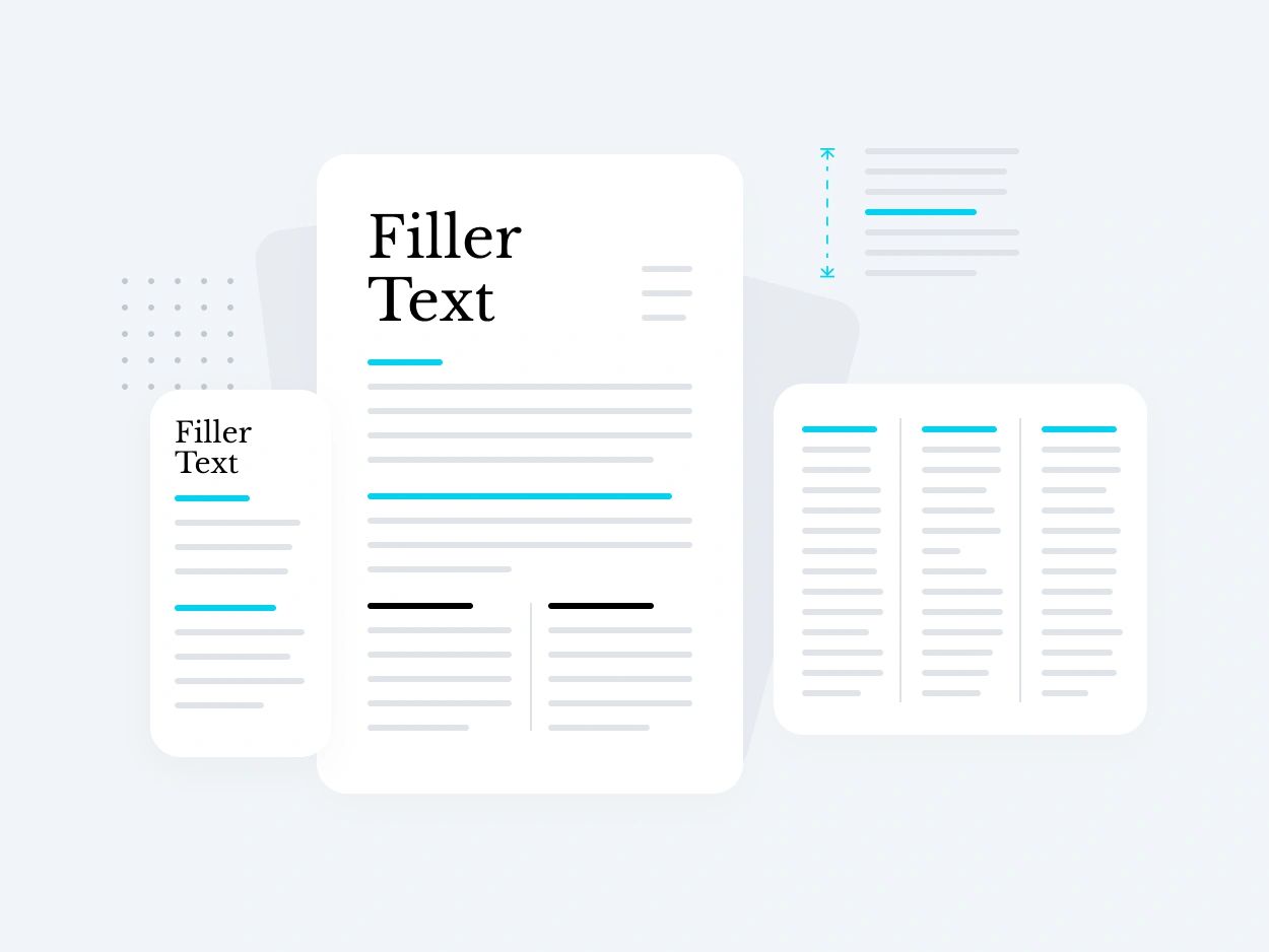 Filler text generator showing filler paragraphs for website layout testing