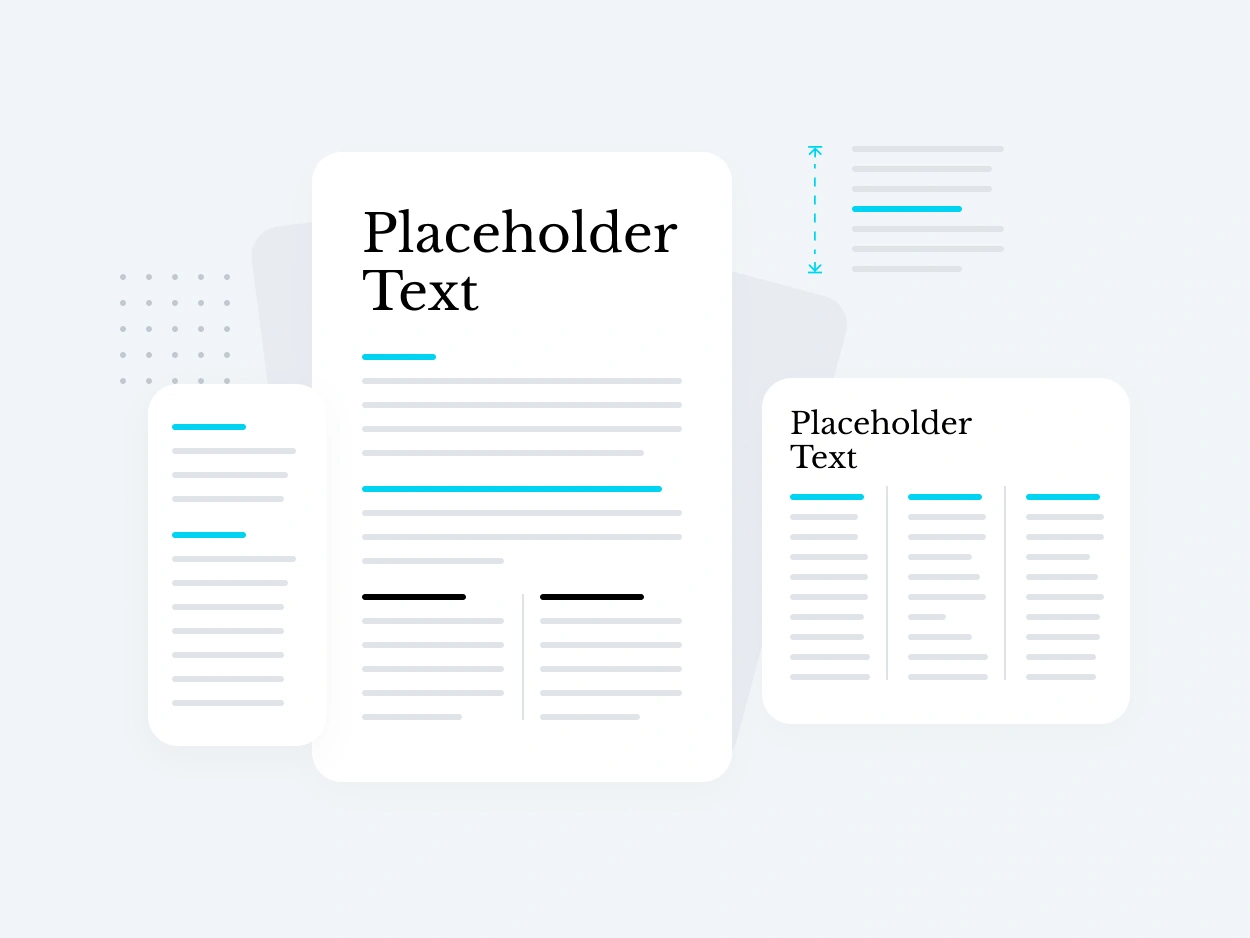 Placeholder text generator layout preview for websites and UI mockups