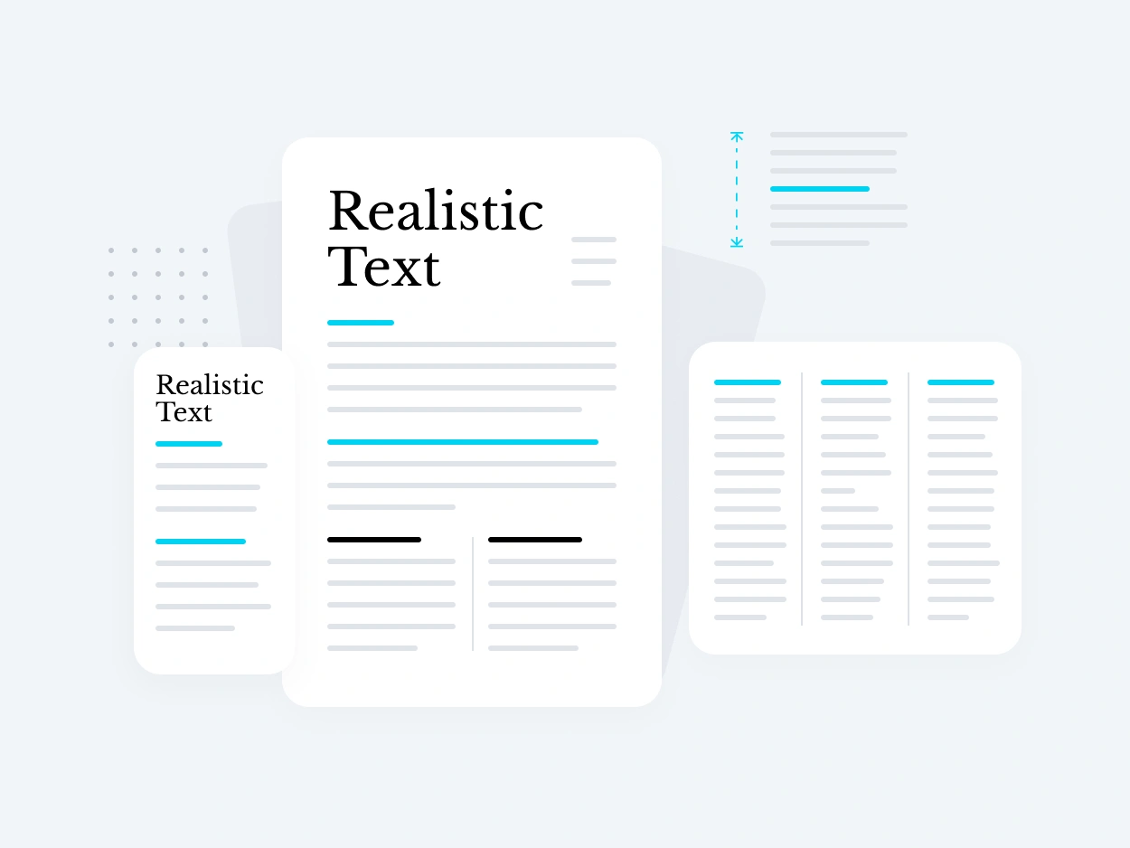 Realistic text generator with natural placeholder text examples in different content blocks