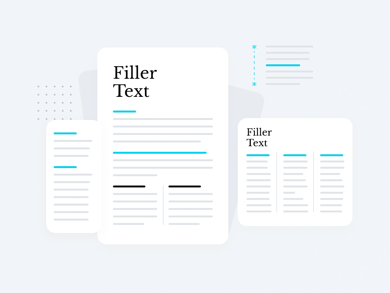 Filler paragraph example in an editorial layout with text and images