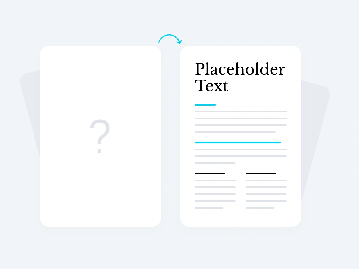 Website placeholder text example filling unfinished page sections